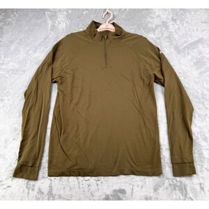 Fabletics 1/4 Zip Men's Large Olive Green Activewear Training Base Layer Nylon